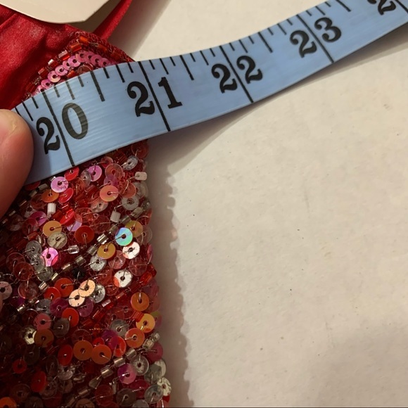 Jovani Red Silk Evening Gown | Size 18 | Beaded Formal Dress Elegance - Picture 6 of 8